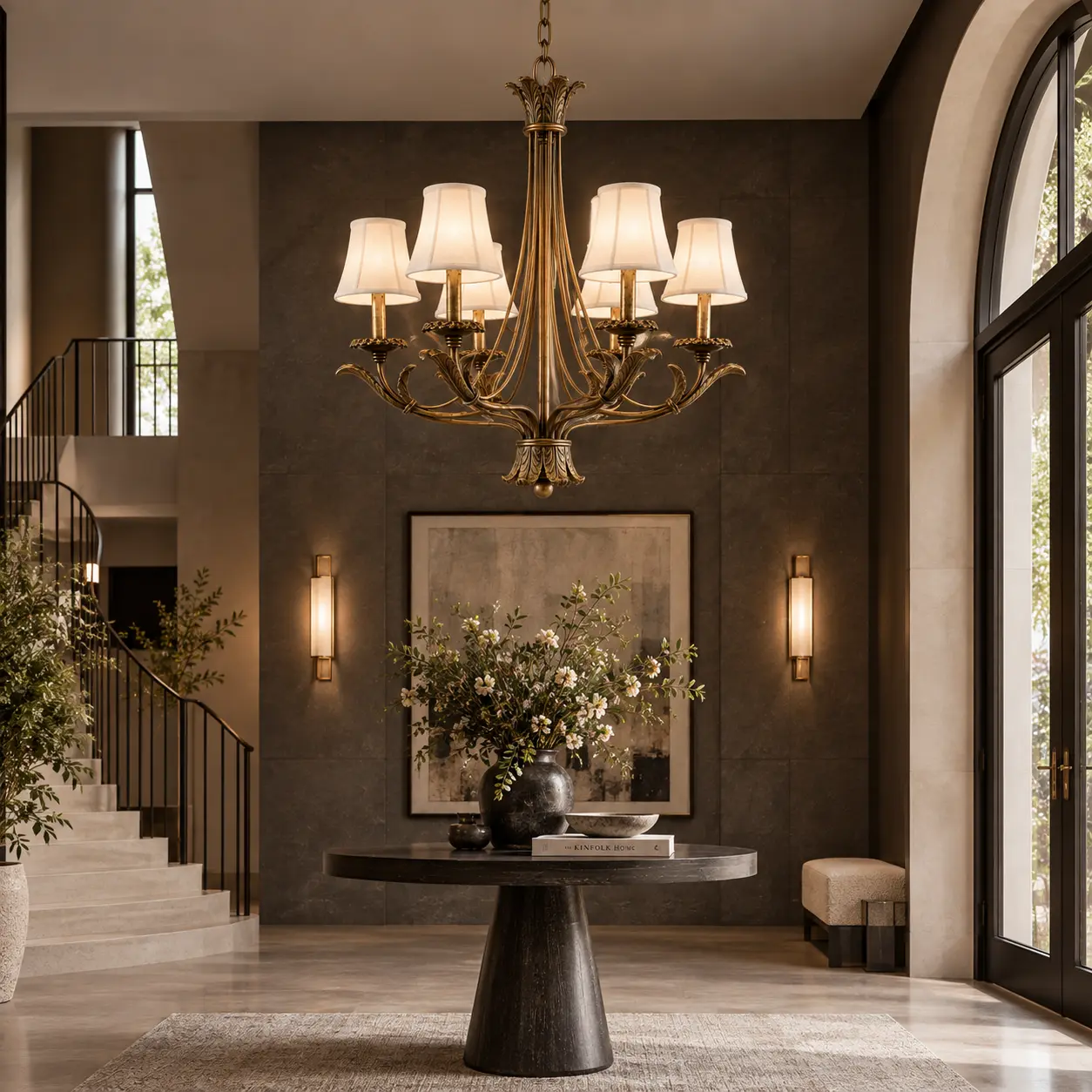 Florentine Handcrafted Chandelier in Modern Transitional Foyer