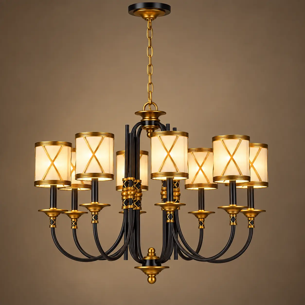 Grand-Belle-Epoque-8-Light-Chandelier-with-Linen-Shades-3 Grand-Belle-Epoque-8-Light-Chandelier-with-Linen-Shades-3