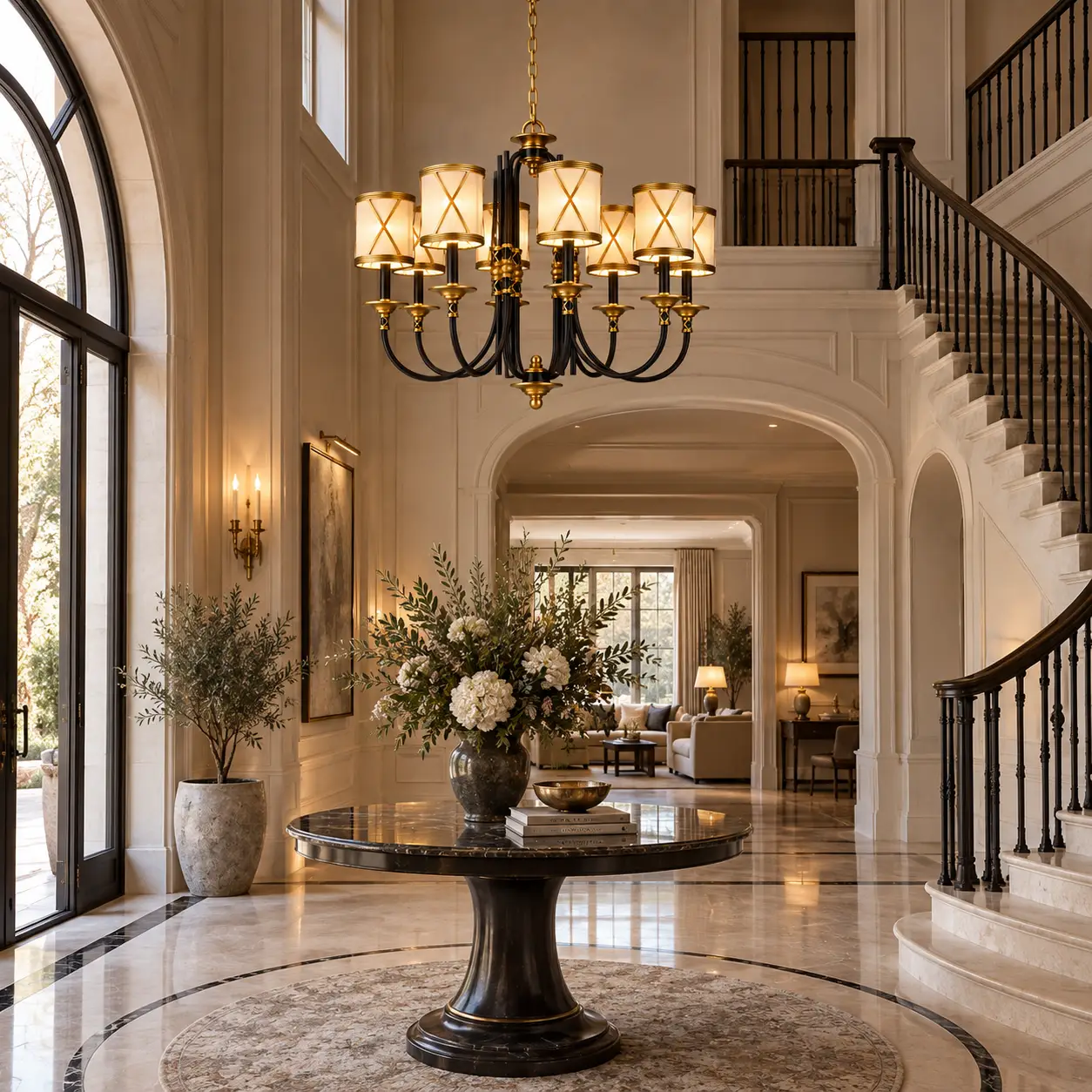 Grand-Belle-Epoque-8-Light-Chandelier-with-Linen-Shades-4 Grand-Belle-Epoque-8-Light-Chandelier-with-Linen-Shades-4