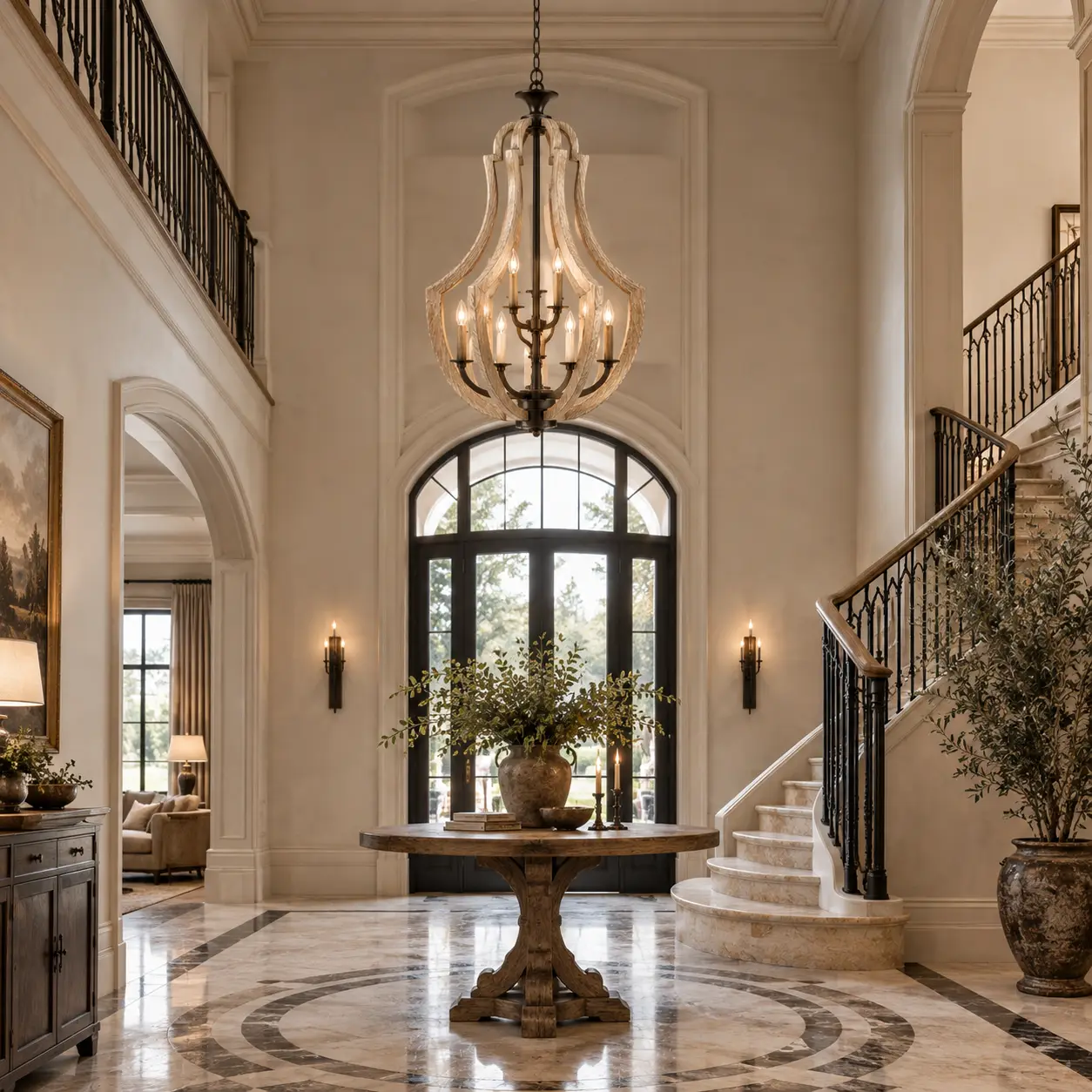 Heirloom Grandeur 9-Light Chandelier in French Country Foyer