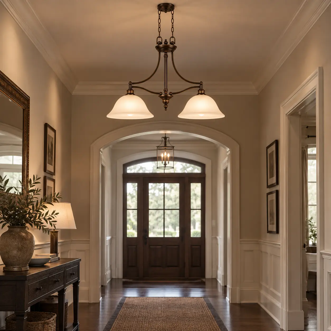 Heritage-Dual-Bell-Bronze-Pendant-Light-American-Vintage-Foyers-Corridor