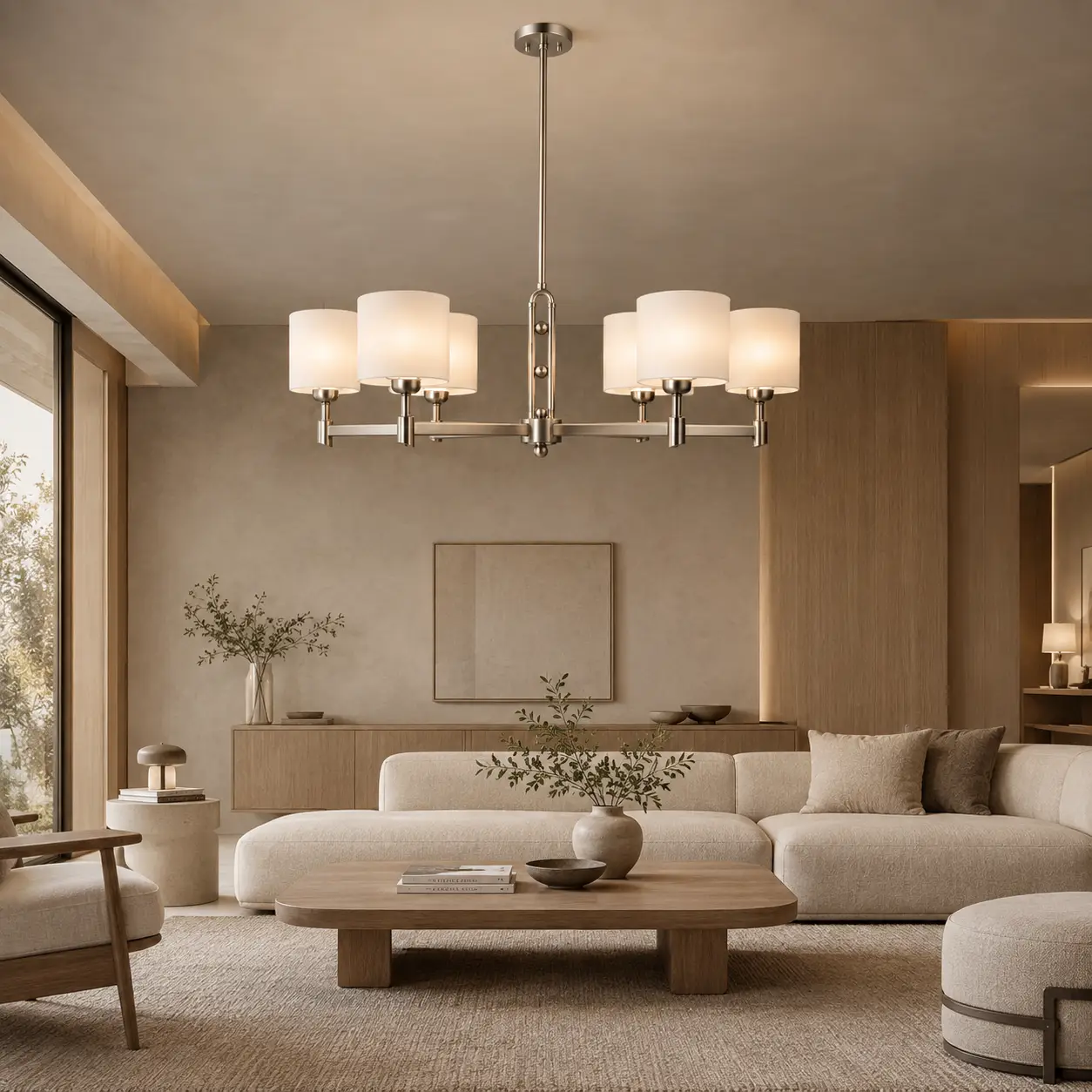 Horizon Glow Chandelier in Contemporary Living Room