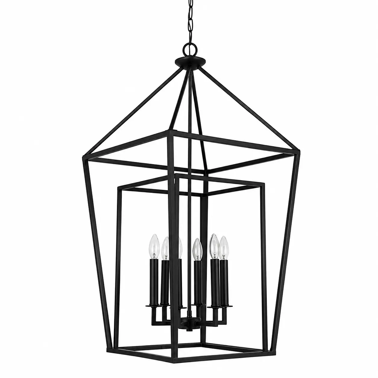 Industrial-Grandeur-Matte-Black-Nested-Cage-6-Light-Chandelier-1 Industrial-Grandeur-Matte-Black-Nested-Cage-6-Light-Chandelier-1