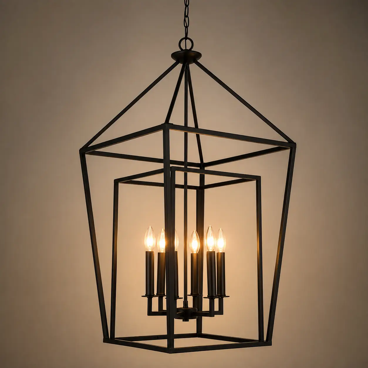 Industrial-Grandeur-Matte-Black-Nested-Cage-6-Light-Chandelier-3 Industrial-Grandeur-Matte-Black-Nested-Cage-6-Light-Chandelier-3