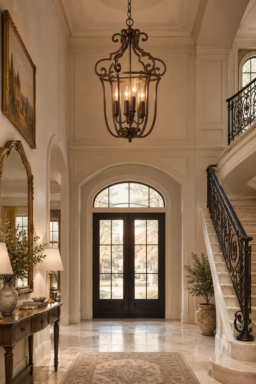 Isabella Chandelier in French Country Foyer Render