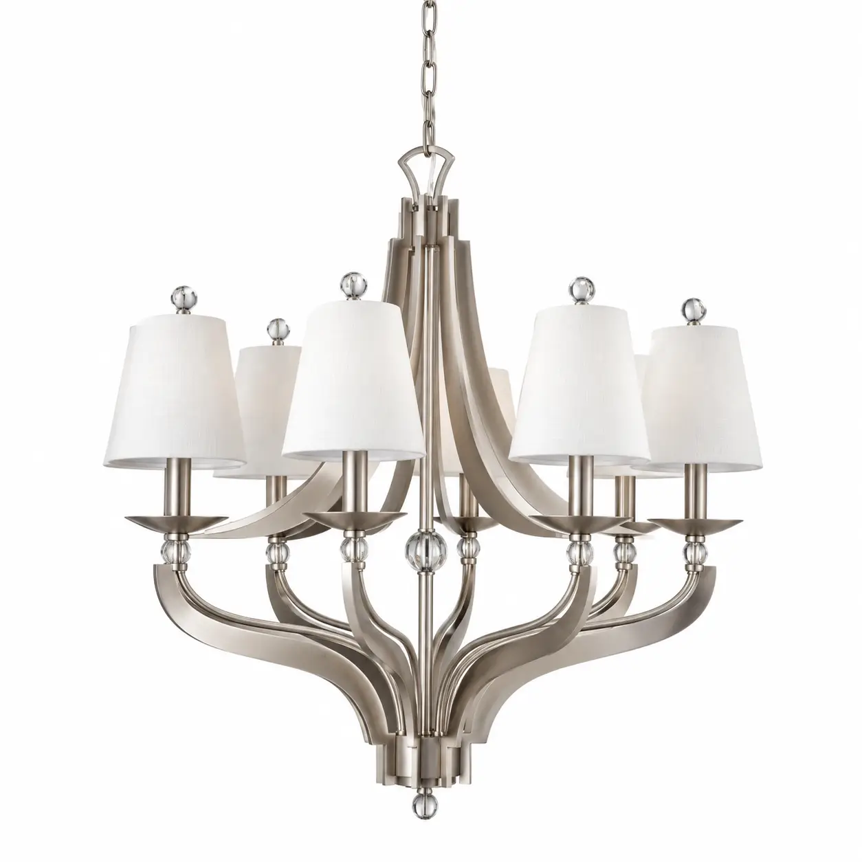 Luna-8-Light-Brushed-Nickel-Chandelier-with-Fabric-Shades-1 Luna-8-Light-Brushed-Nickel-Chandelier-with-Fabric-Shades-1