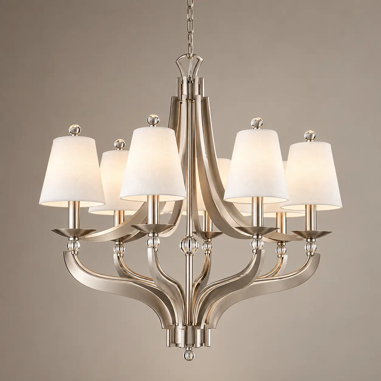 Luna-8-Light-Brushed-Nickel-Chandelier-with-Fabric-Shades-3 Luna-8-Light-Brushed-Nickel-Chandelier-with-Fabric-Shades-3