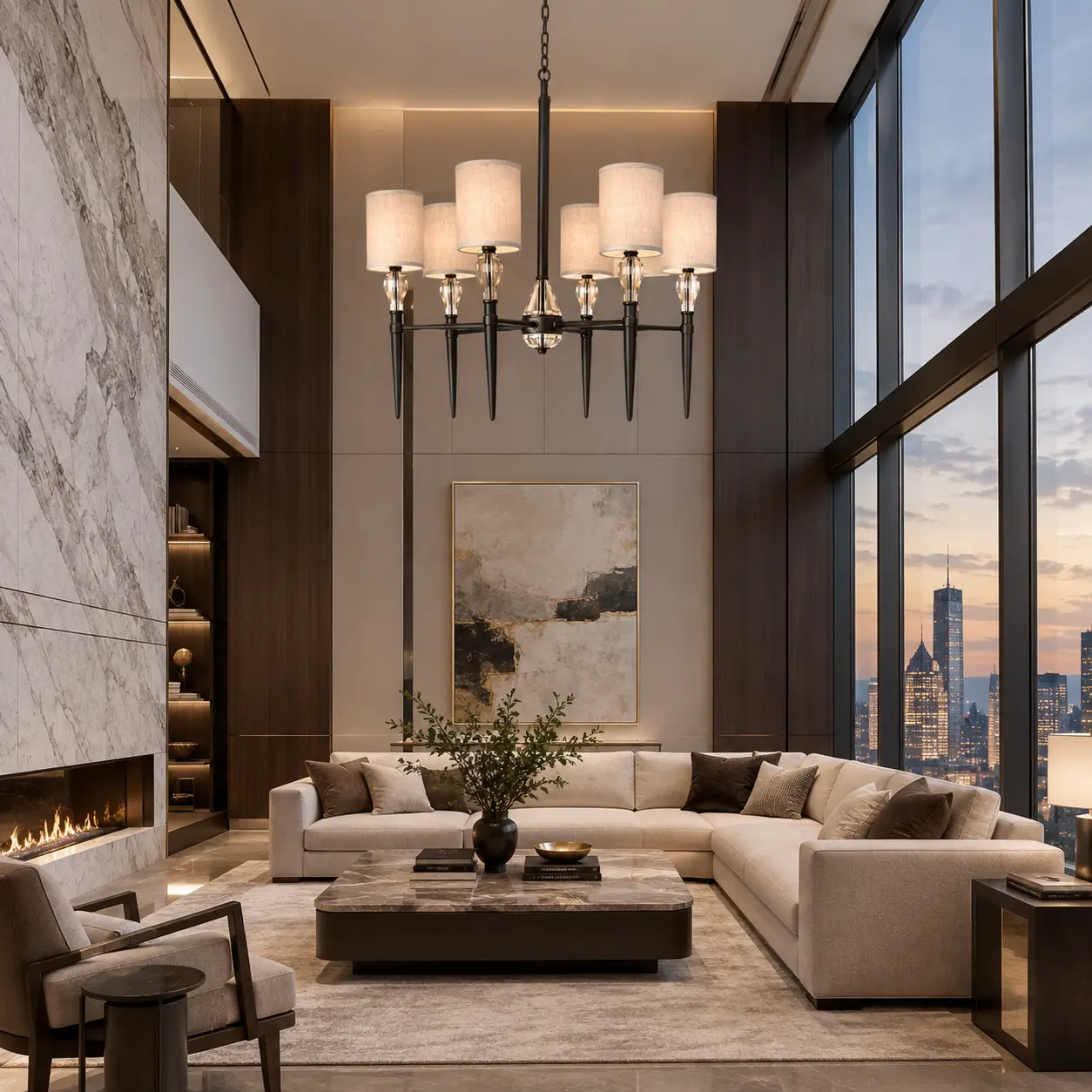 The Manhattan Grandeur Chandelier in Modern Luxury Penthouse