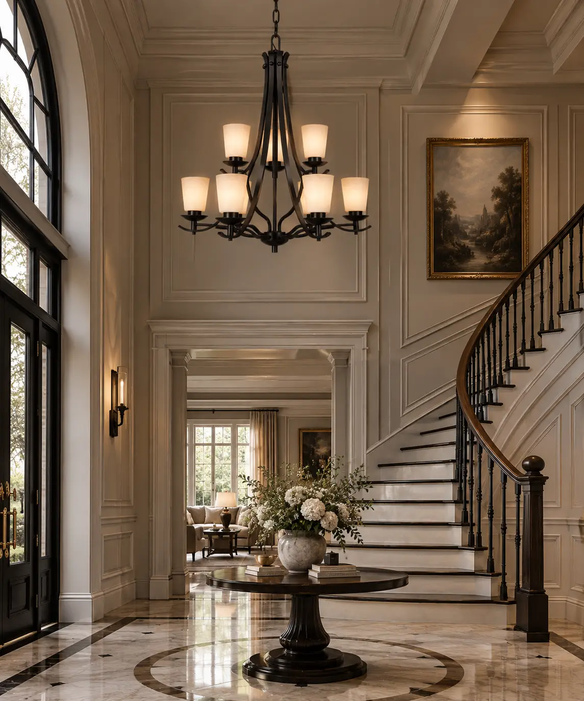 Manor-Hearth-9-Light-Tiered-Chandelier-Neoclassical-Grand-Entryways-Staircases Manor-Hearth-9-Light-Tiered-Chandelier-Neoclassical-Grand-Entryways-Staircases