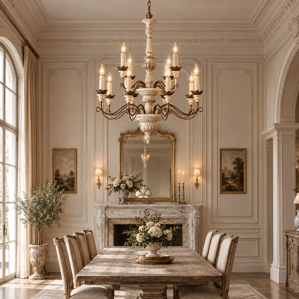 French Country Dining Room Chandelier Render