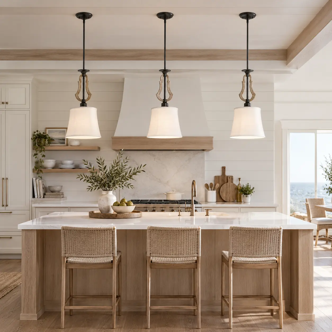 Modern Rustic Pendant suspended over kitchen island