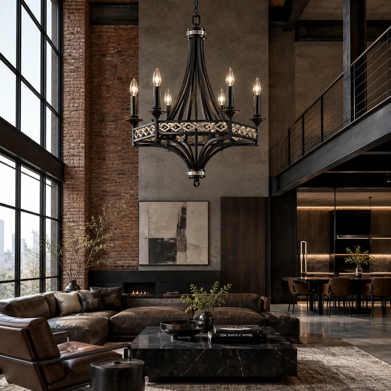 Monarch-6-Light-Black-Iron-Chandelier-with-Silver-Accents-Modern-Industrial-Transitional-Loft-Integration Monarch-6-Light-Black-Iron-Chandelier-with-Silver-Accents-Modern-Industrial-Transitional-Loft-Integration
