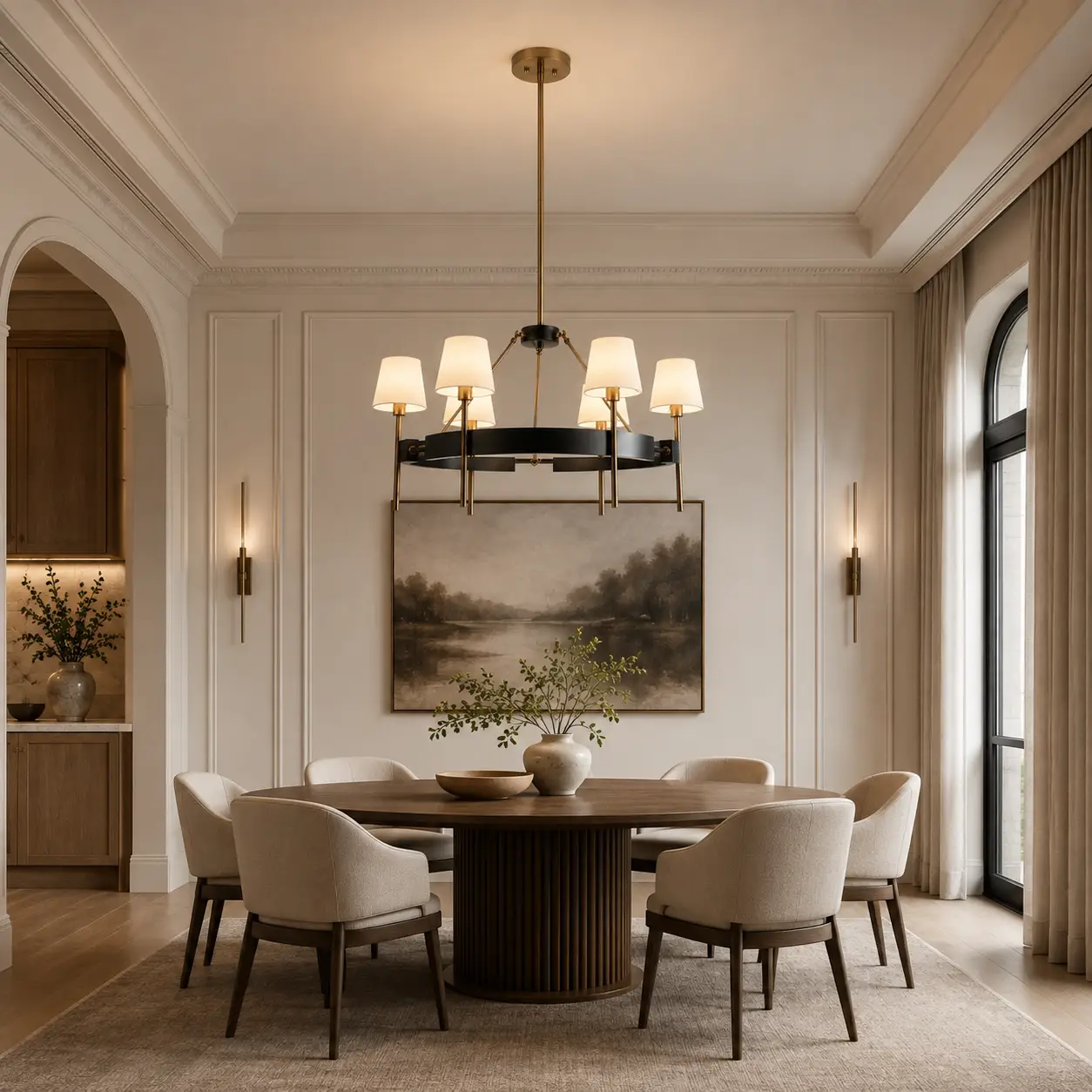 Patina Halo Modern Ring 6-Light Chandelier in a contemporary transitional interior