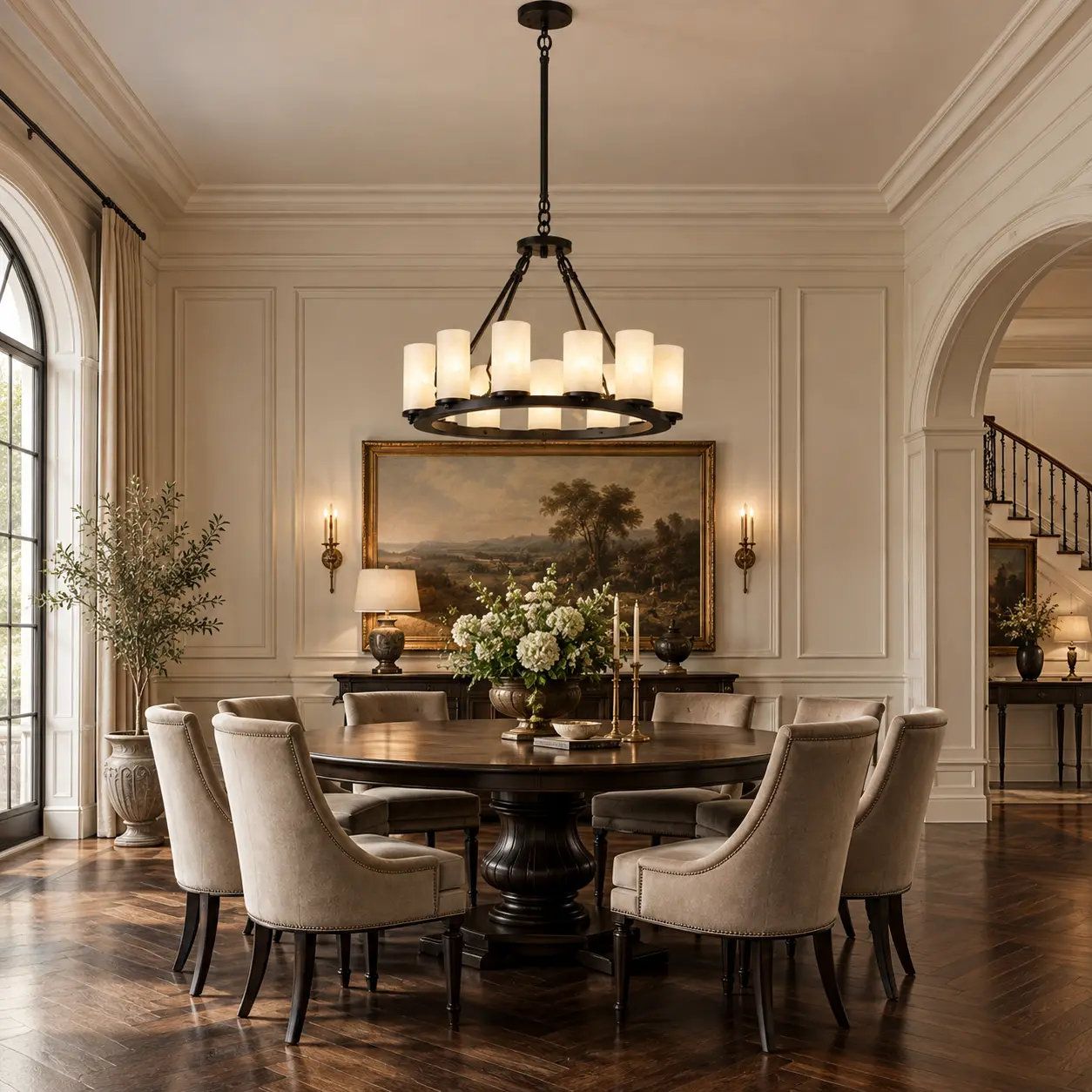 Regency-Iron-12-Light-Round-Candle-Style-Pendant-in-Antique-Black-Iron-Finish-Neoclassical-French-Country-Estate Regency-Iron-12-Light-Round-Candle-Style-Pendant-in-Antique-Black-Iron-Finish-Neoclassical-French-Country-Estate