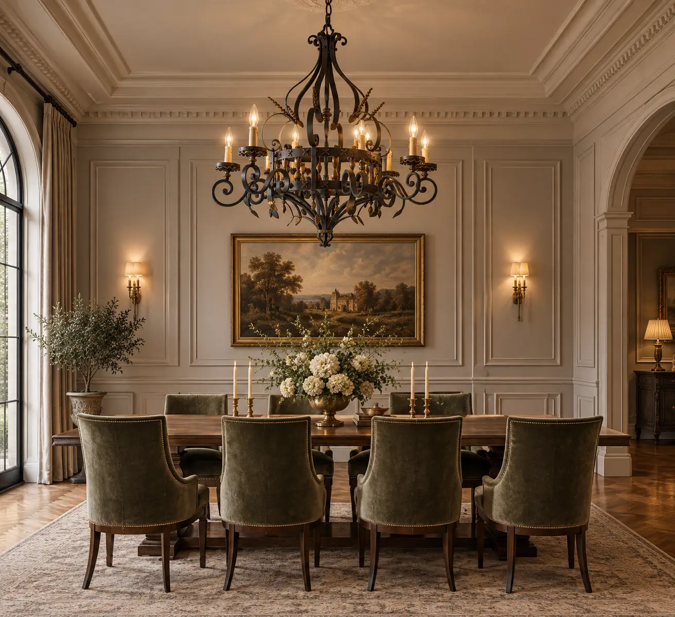 Riviere-6-Light-Handcrafted-Wrought-Iron-Chandelier-Neoclassical-Estate-Transitional-Dining Riviere-6-Light-Handcrafted-Wrought-Iron-Chandelier-Neoclassical-Estate-Transitional-Dining