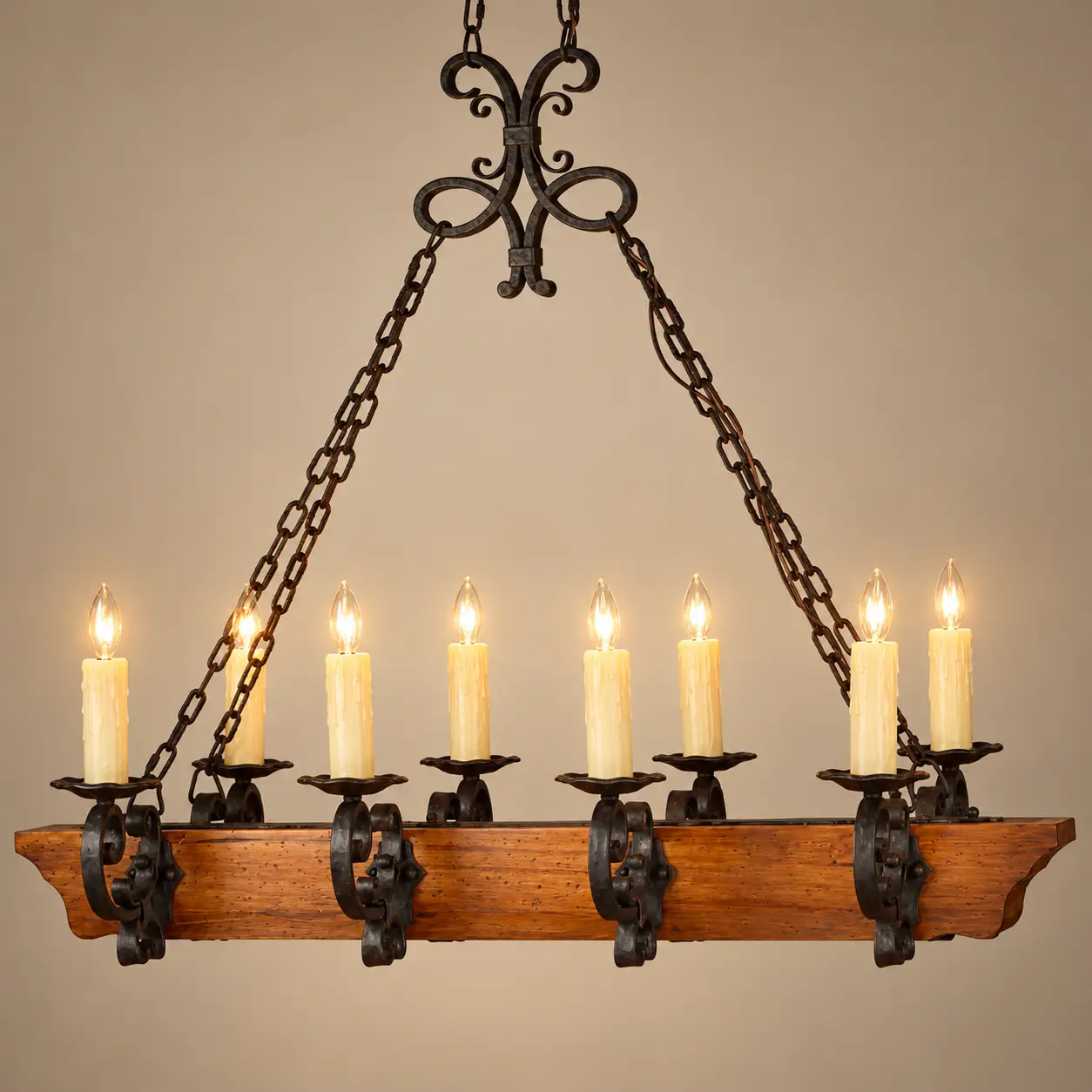 Rustic-Hearth-Forged-Iron-Wood-8-Light-Chandelier-3 Rustic-Hearth-Forged-Iron-Wood-8-Light-Chandelier-3