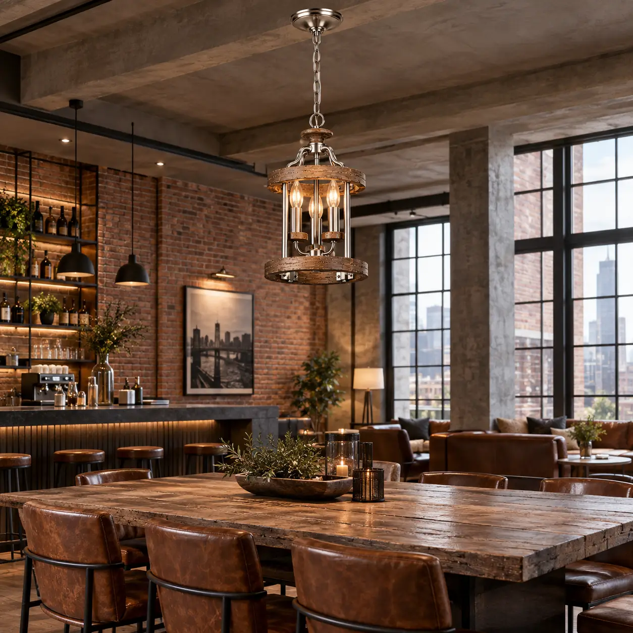 Rustic-Industrial-3-Light-Pendant-Chandelier-in-Brushed-Nickel-and-Weathered-Wood-Finish-Urban-Loft-Commercial-Hospitality-Venues Rustic-Industrial-3-Light-Pendant-Chandelier-in-Brushed-Nickel-and-Weathered-Wood-Finish-Urban-Loft-Commercial-Hospitality-Venues