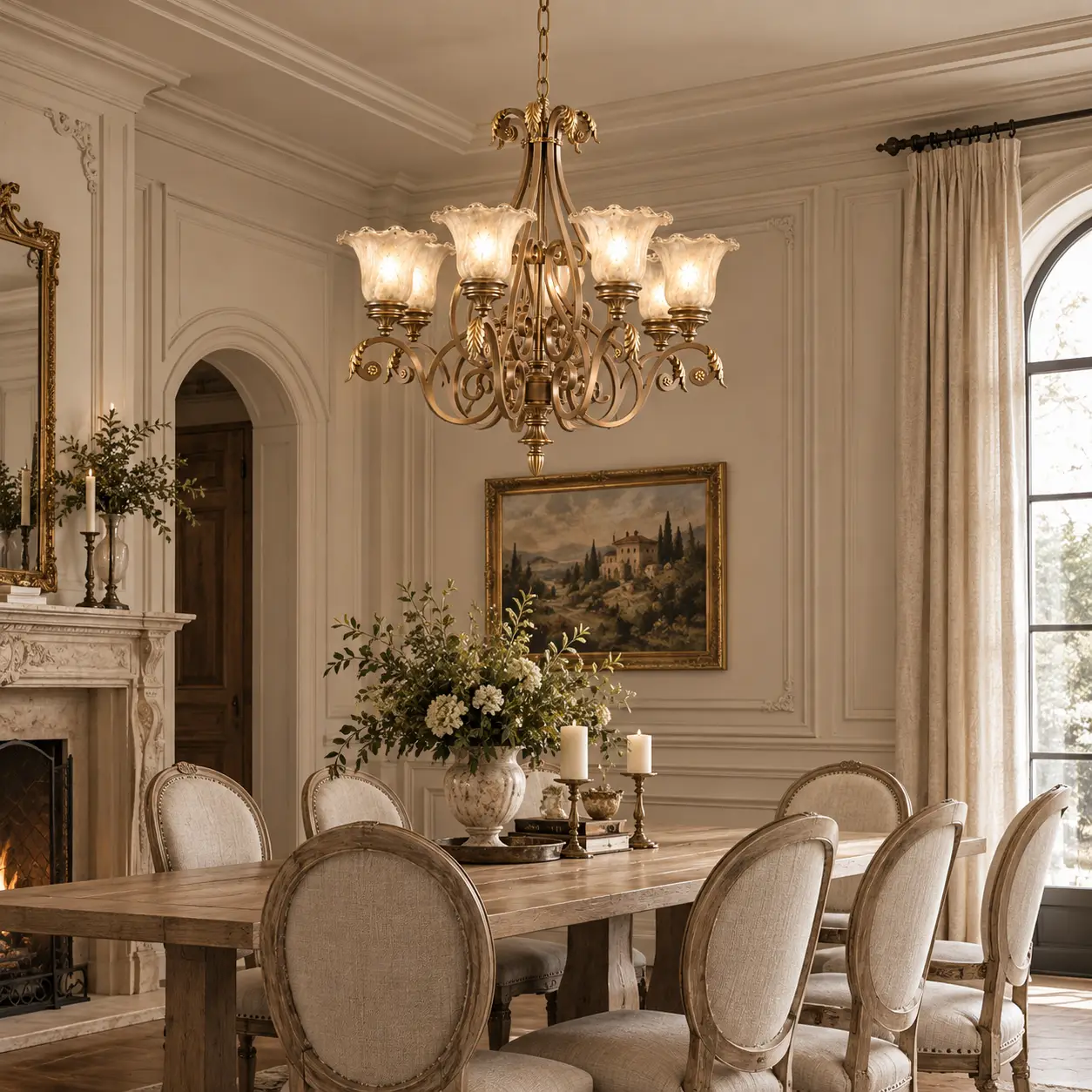 Tuscan-Heirloom-6-Light-Scroll-Chandelier-French-Country-Transitional-Manor-European-Classic Tuscan-Heirloom-6-Light-Scroll-Chandelier-French-Country-Transitional-Manor-European-Classic