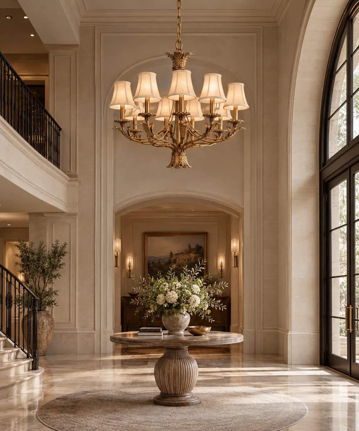 Valencia Handcrafted Chandelier in Modern Transitional Foyer
