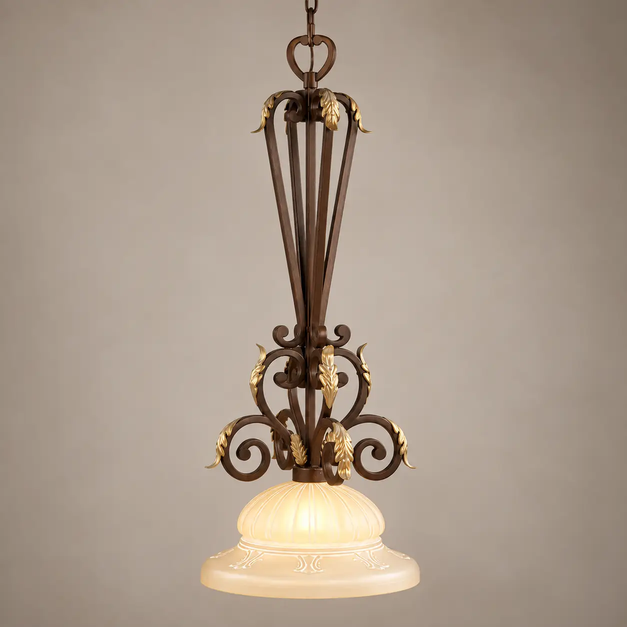 Verdant-Forge-1-Light-Baroque-Leaf-Chandelier-with-Frosted-Glass-3 Verdant-Forge-1-Light-Baroque-Leaf-Chandelier-with-Frosted-Glass-3