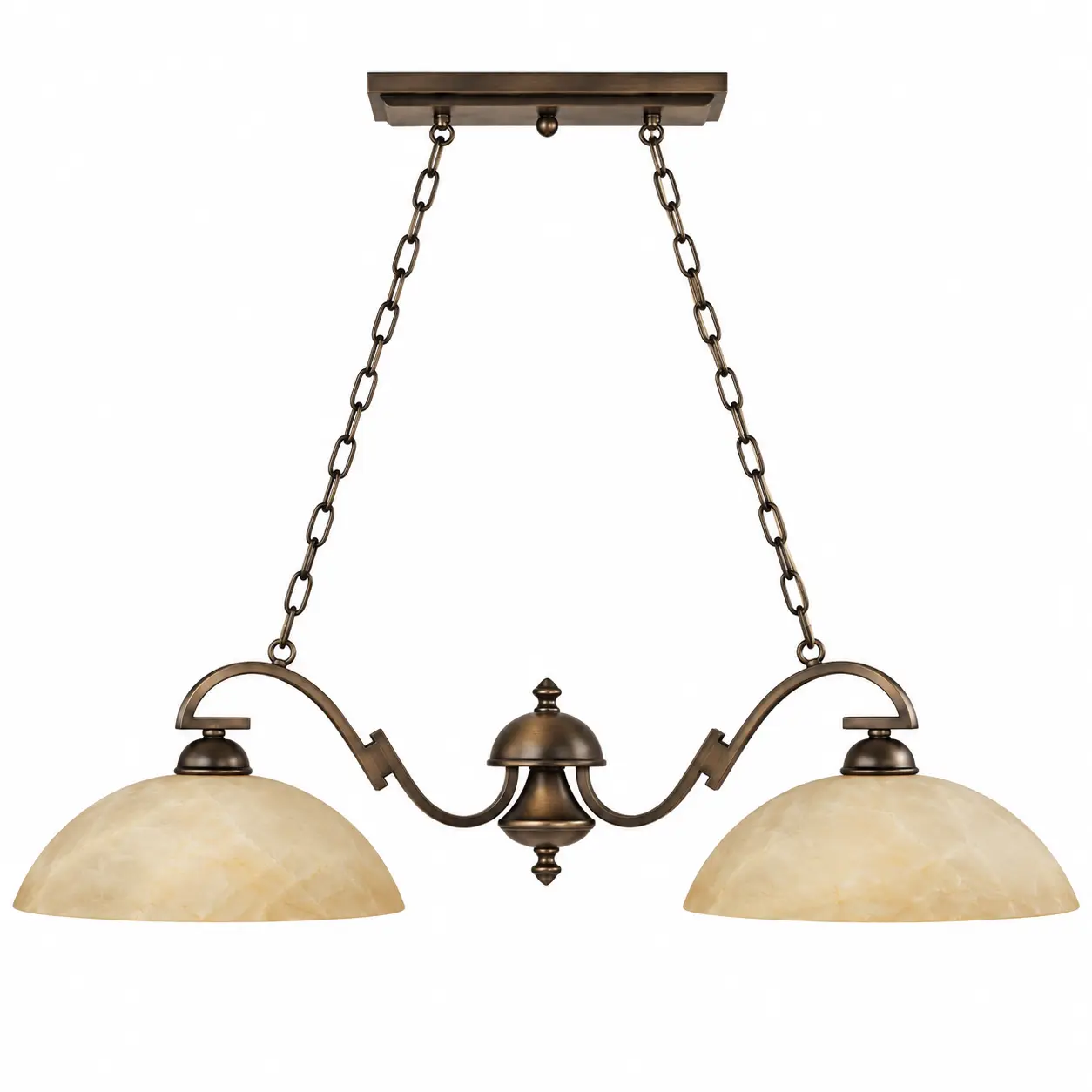2-Light-Bronze-Double-Pendant-with-Amber-Alabaster-Glass-Shades-1 2-Light-Bronze-Double-Pendant-with-Amber-Alabaster-Glass-Shades-1