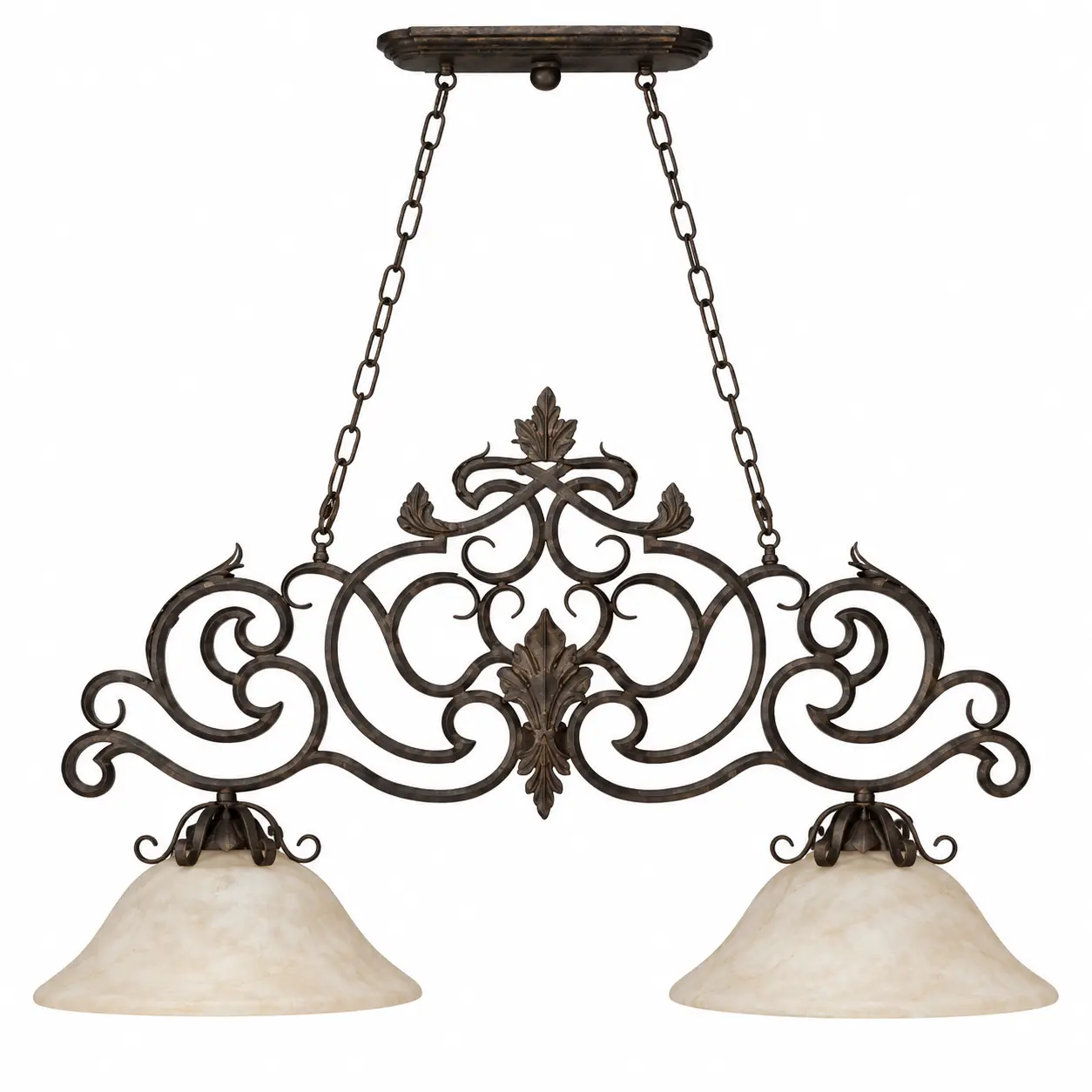 2-Light-Tuscano-Scroll-Linear-Pendant-with-Alabaster-Glass-Shades-1 2-Light-Tuscano-Scroll-Linear-Pendant-with-Alabaster-Glass-Shades-1