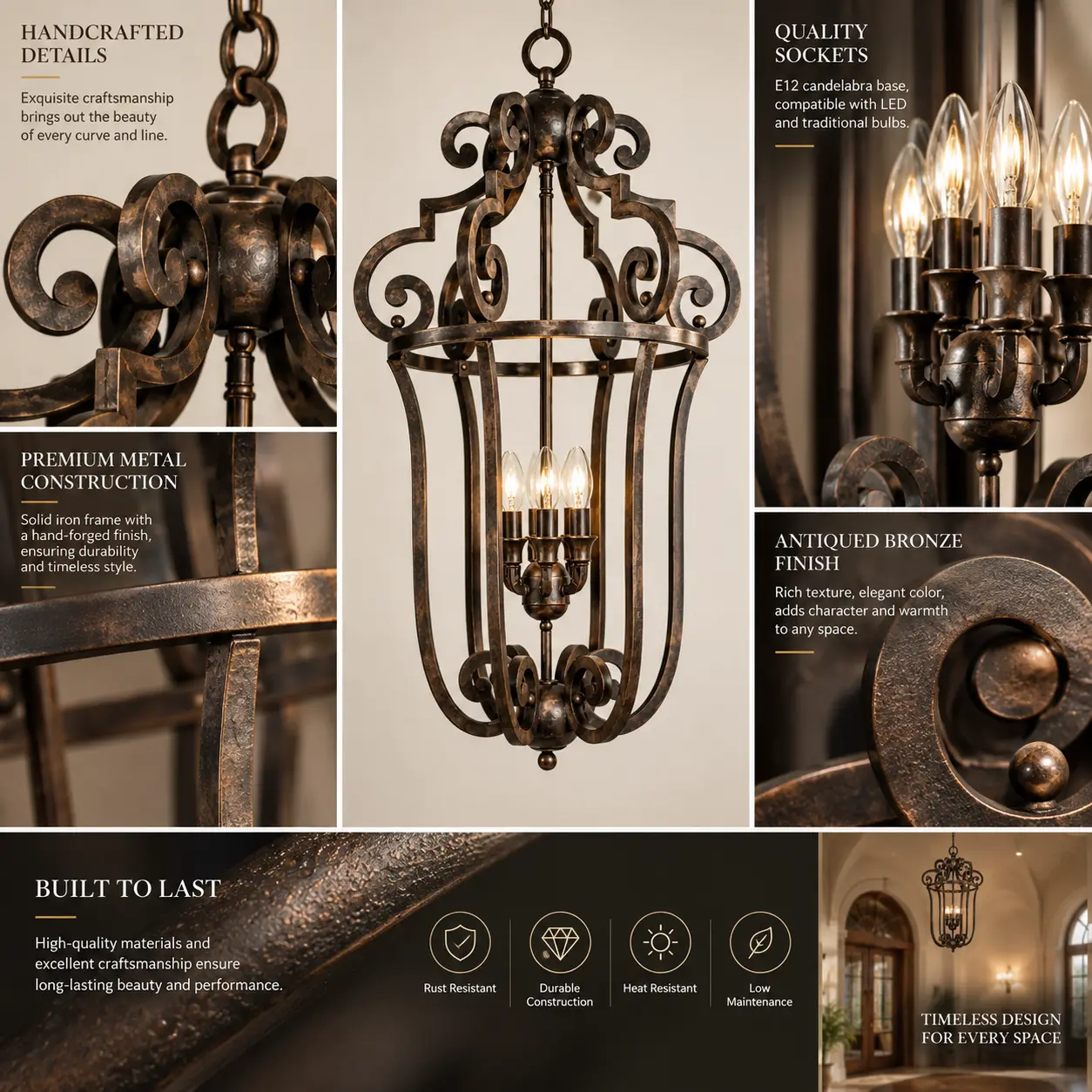 6-Light-Handcrafted-Pendant-Lantern-in-Antique-Bronze-Finish-2 6-Light-Handcrafted-Pendant-Lantern-in-Antique-Bronze-Finish-2