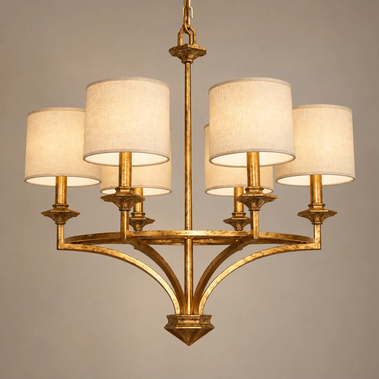6-Light-Transitional-Pendant-in-Hand-Applied-Antique-Gold-Leaf-Finish-3 6-Light-Transitional-Pendant-in-Hand-Applied-Antique-Gold-Leaf-Finish-3