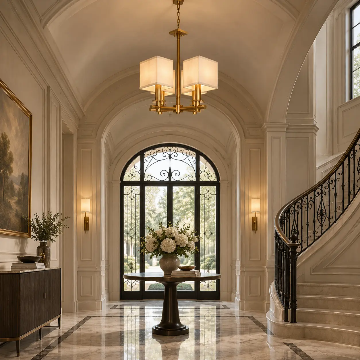 Antique-Brass-Handcrafted-Metal-Elegance-Geometric-4-Light-Pendant-NEOCLASSICAL-ENTRYWAY-FOYER Antique-Brass-Handcrafted-Metal-Elegance-Geometric-4-Light-Pendant-NEOCLASSICAL-ENTRYWAY-FOYER