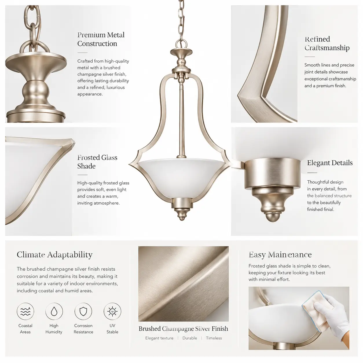 Brushed-Champagne-Silver-3-Light-Pendant-Chandelier-with-Frosted-Glass-Bowl-Shade-2 Brushed-Champagne-Silver-3-Light-Pendant-Chandelier-with-Frosted-Glass-Bowl-Shade-2