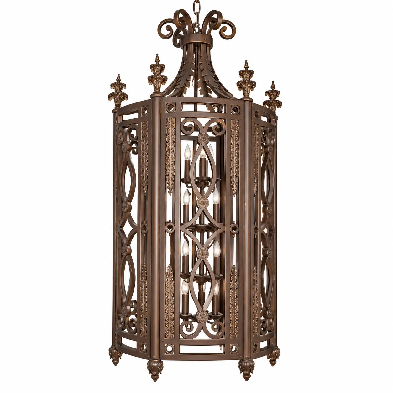 Castella-12-Light-Grand-Pendant-Lantern-in-Antique-Iron-Bronze-Finish-1 Castella-12-Light-Grand-Pendant-Lantern-in-Antique-Iron-Bronze-Finish-1