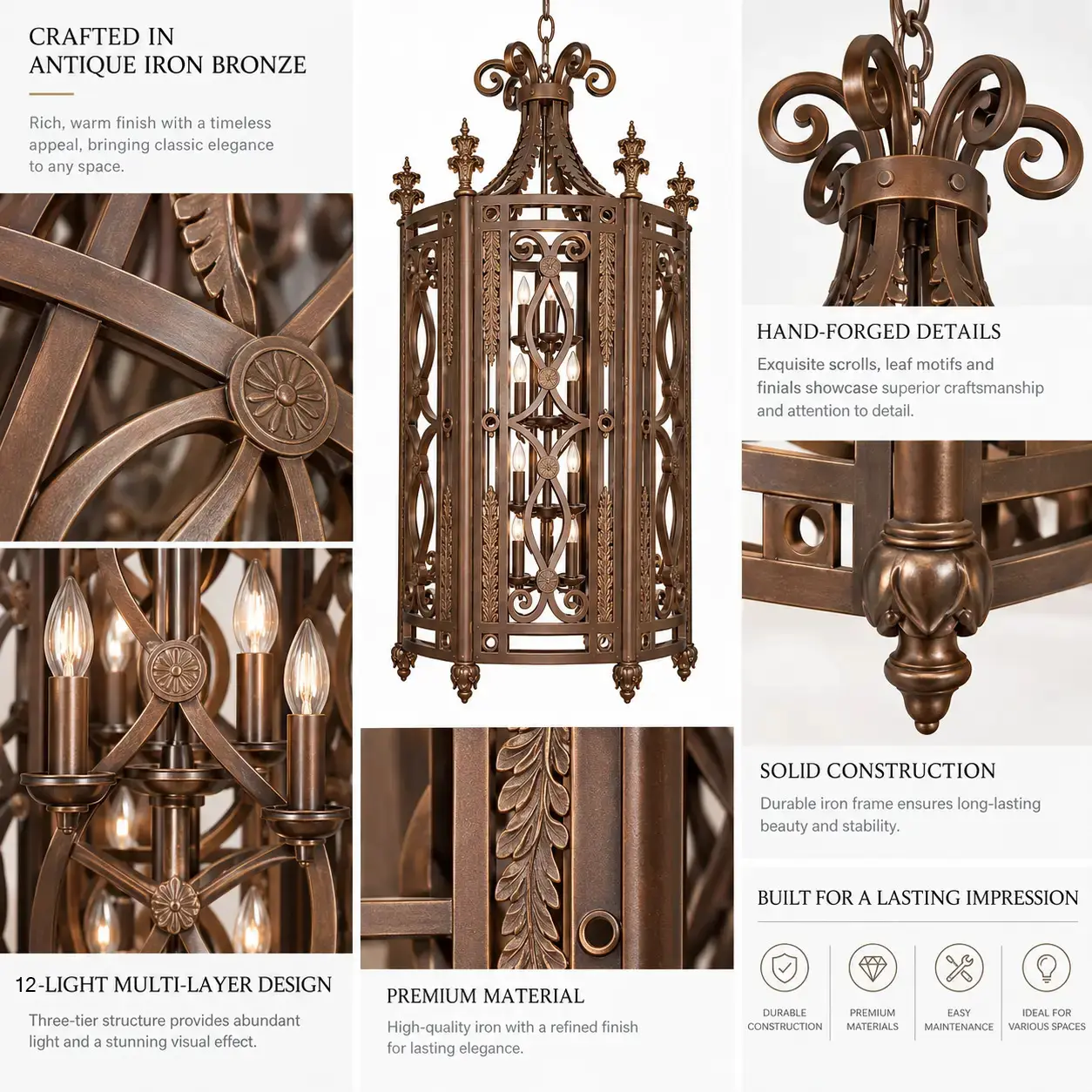Castella-12-Light-Grand-Pendant-Lantern-in-Antique-Iron-Bronze-Finish-2 Castella-12-Light-Grand-Pendant-Lantern-in-Antique-Iron-Bronze-Finish-2