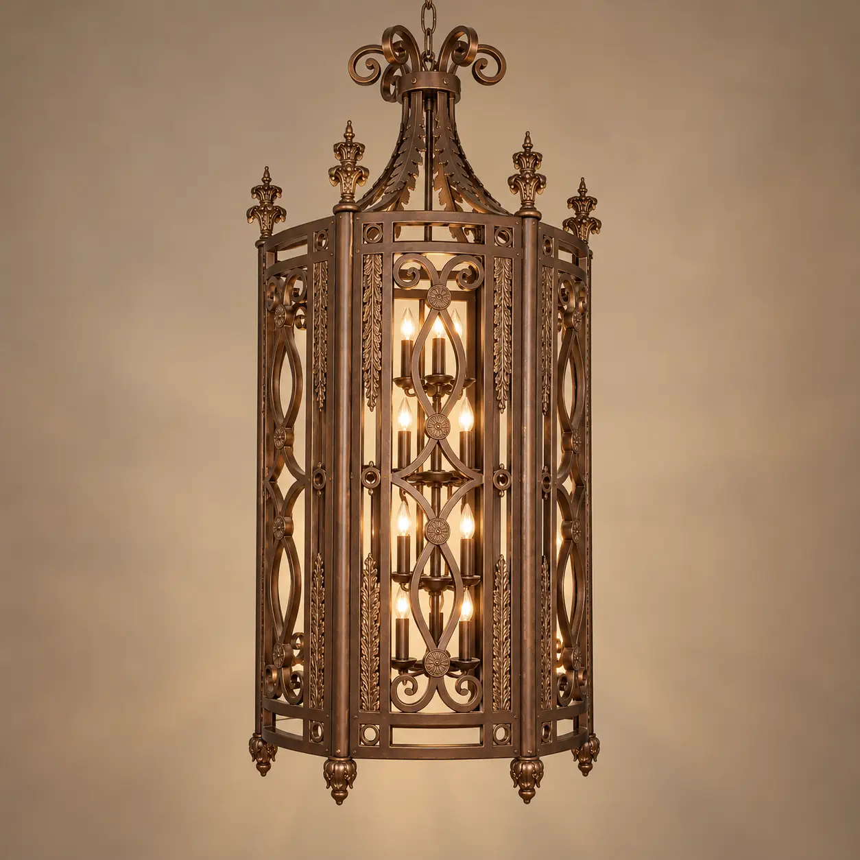 Castella-12-Light-Grand-Pendant-Lantern-in-Antique-Iron-Bronze-Finish-3 Castella-12-Light-Grand-Pendant-Lantern-in-Antique-Iron-Bronze-Finish-3