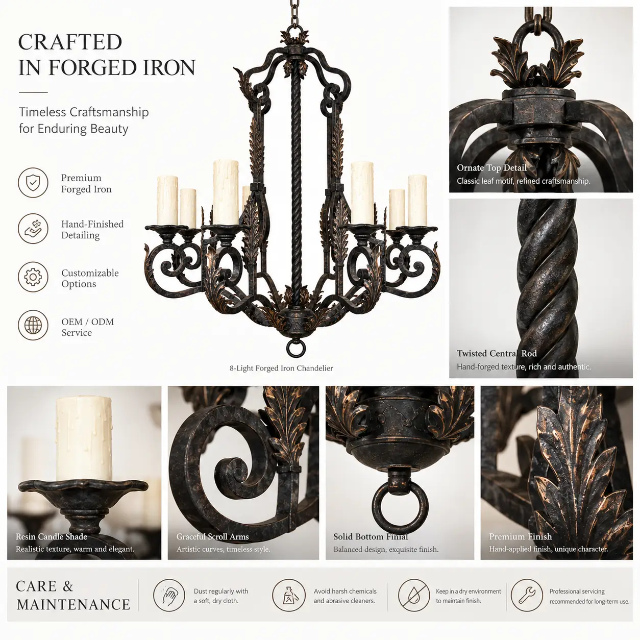 Castillian-Grand-8-Light-Forged-Iron-Chandelier-2 Castillian-Grand-8-Light-Forged-Iron-Chandelier-2