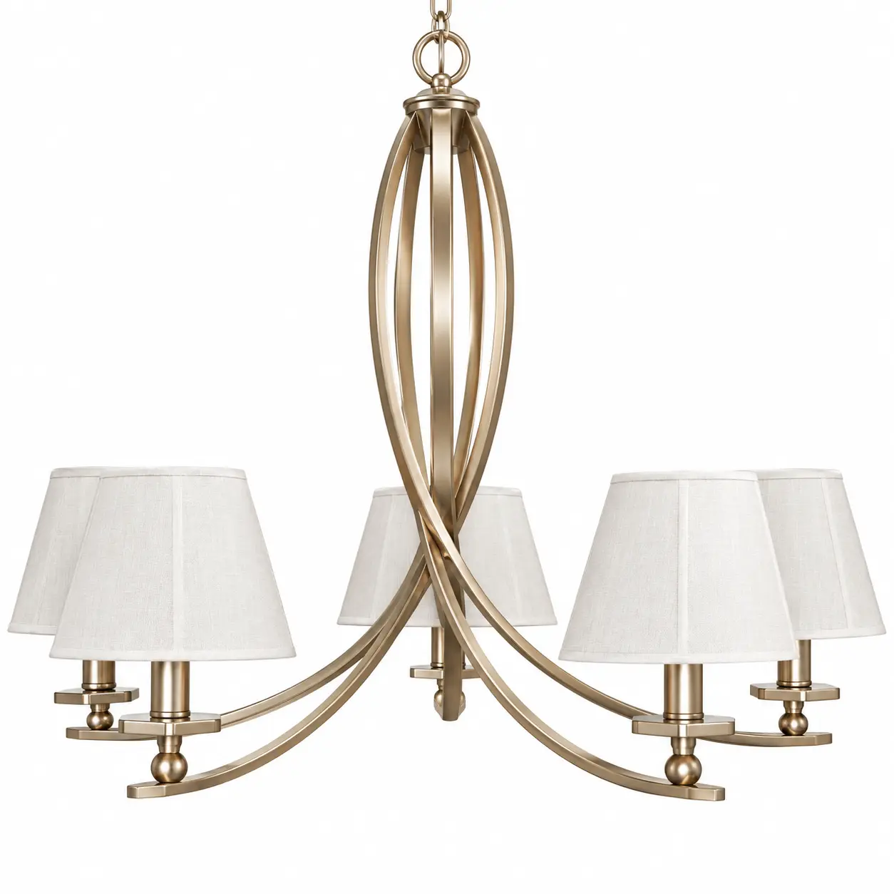 Champagne-Gold-Curved-Arm-Handcrafted-5-Light-Pendant-with-Fabric-Shades-1 Champagne-Gold-Curved-Arm-Handcrafted-5-Light-Pendant-with-Fabric-Shades-1