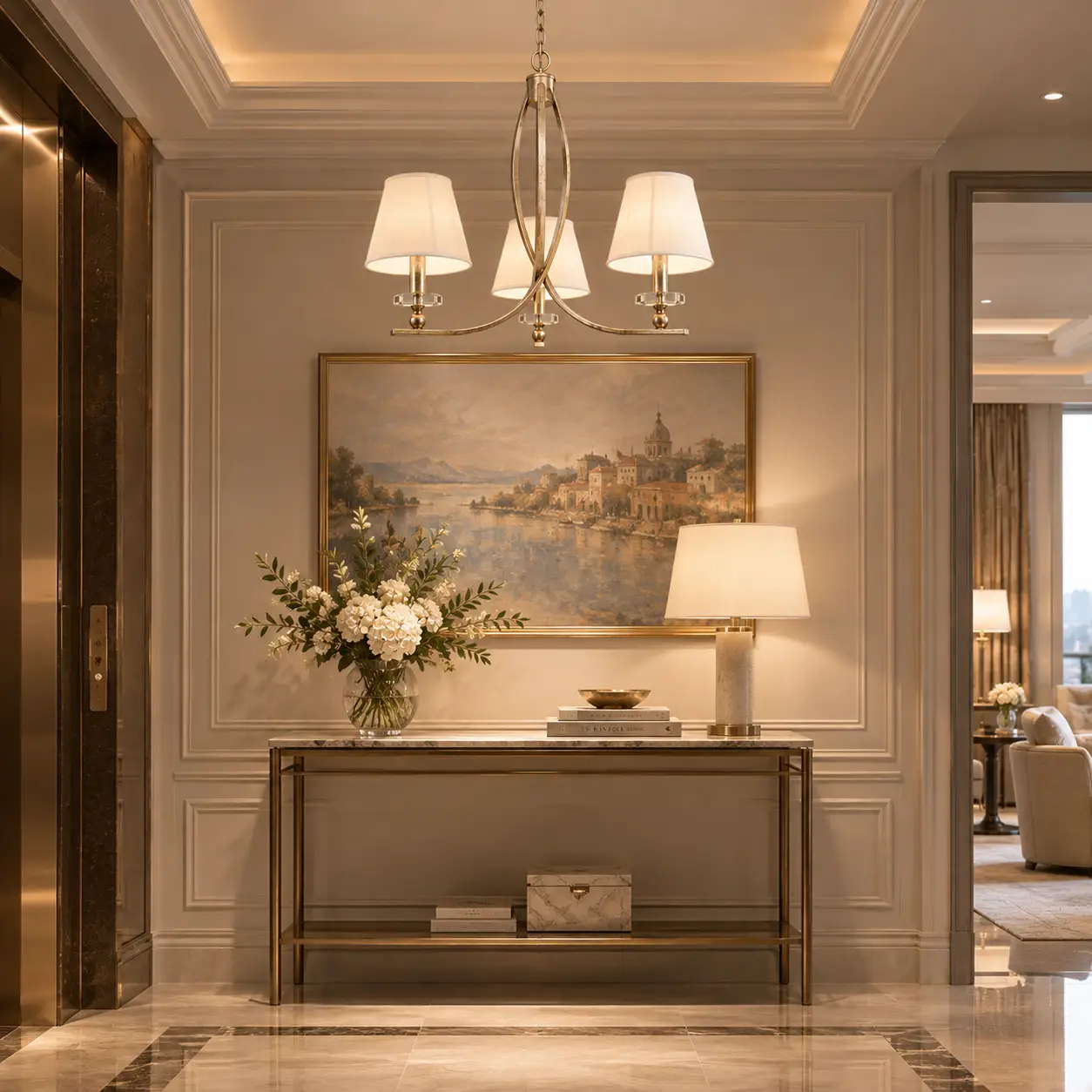 Champagne-Gold-Grace-Handcrafted-3-Light-Chandelier-with-Fabric-Shades-Boutique-Hotel-Suites-Executive-Foyers Champagne-Gold-Grace-Handcrafted-3-Light-Chandelier-with-Fabric-Shades-Boutique-Hotel-Suites-Executive-Foyers