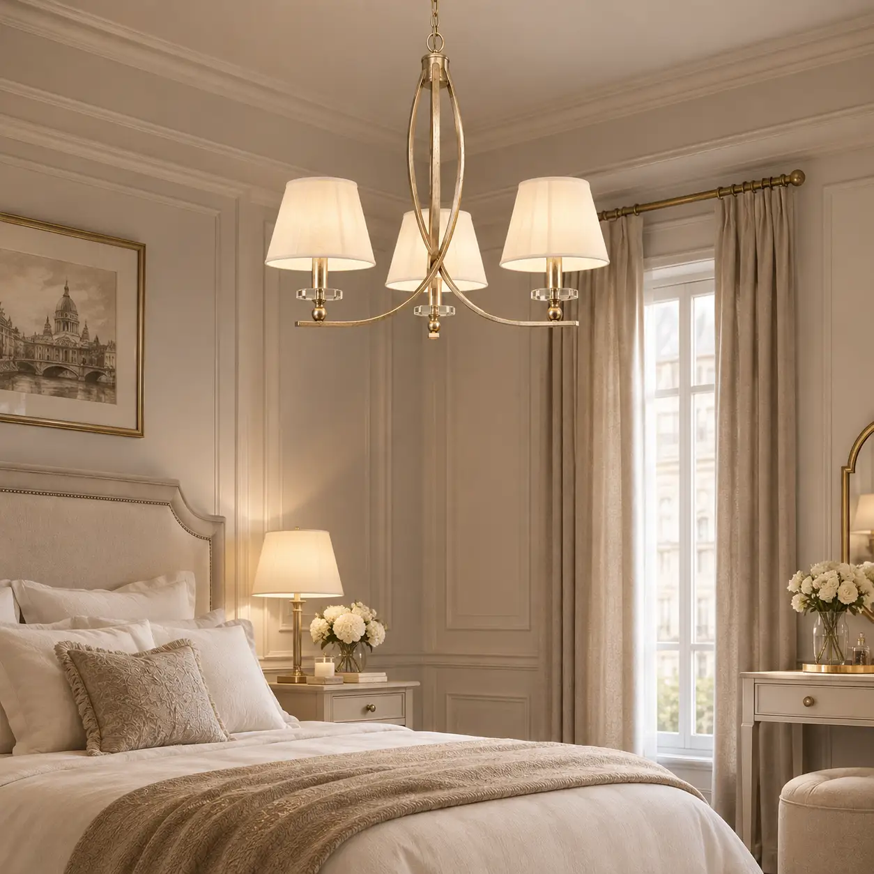 3D Rendering - Chandelier in Parisian Boudoir Master Bedroom