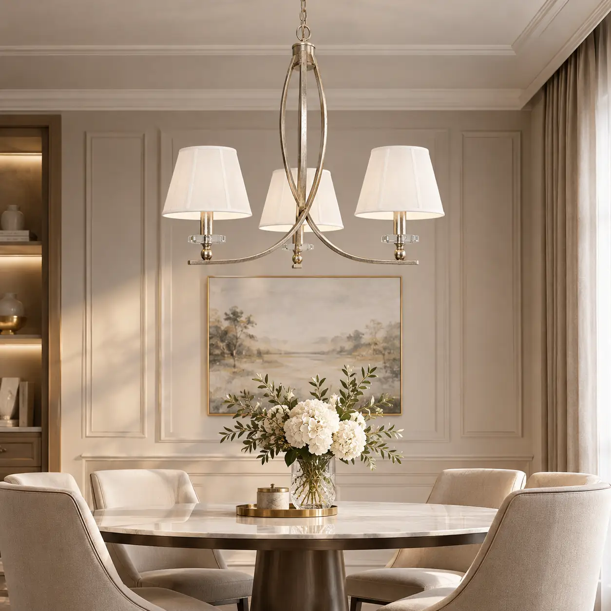 Champagne-Gold-Grace-Handcrafted-3-Light-Chandelier-with-Fabric-Shades-Transitional-Breakfast-Nooks-Cozy-Corners-1 Champagne-Gold-Grace-Handcrafted-3-Light-Chandelier-with-Fabric-Shades-Transitional-Breakfast-Nooks-Cozy-Corners-1