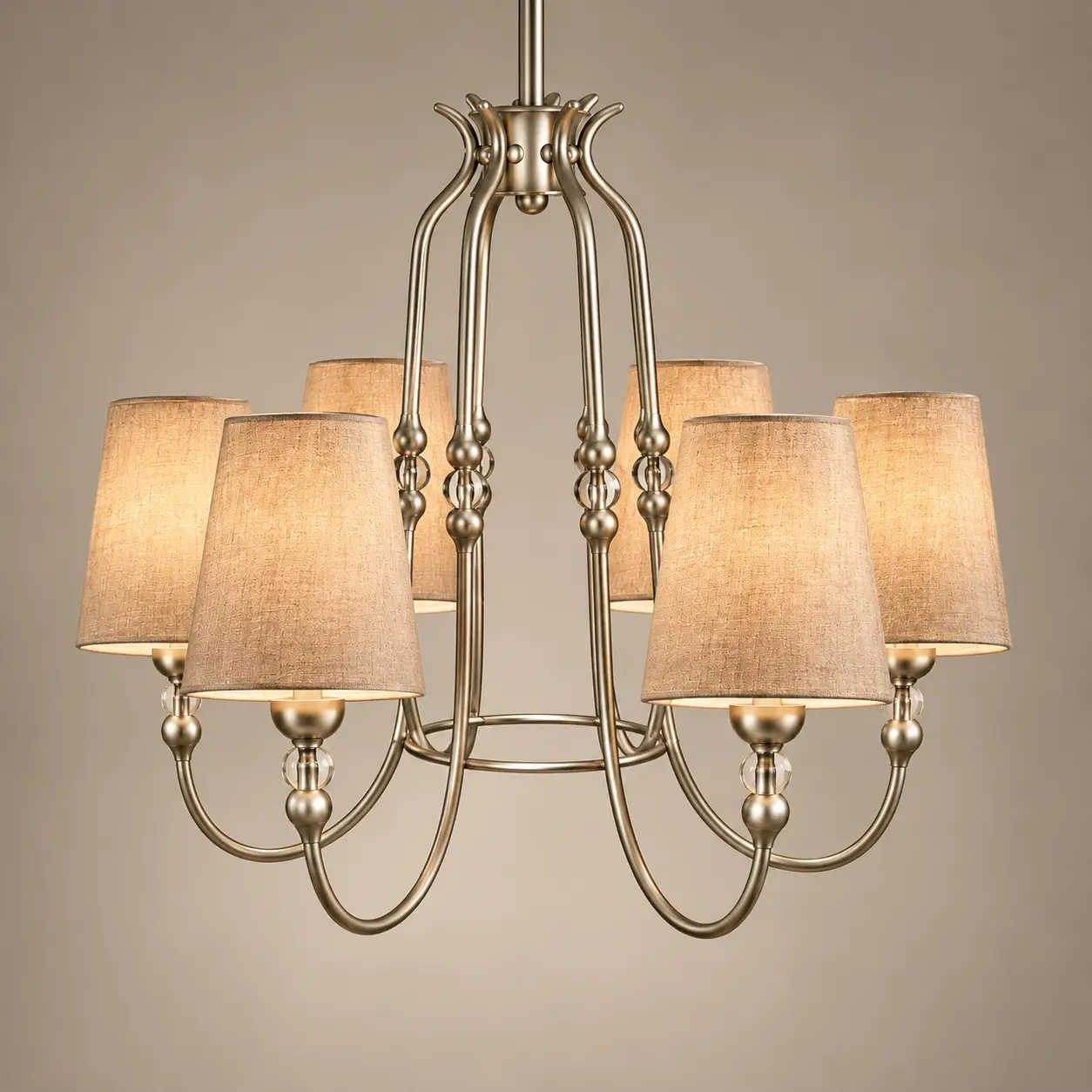 Champagne-Lustre-Elegance-Handcrafted-6-Light-Pendant-with-Fabric-Shades-3 Champagne-Lustre-Elegance-Handcrafted-6-Light-Pendant-with-Fabric-Shades-3
