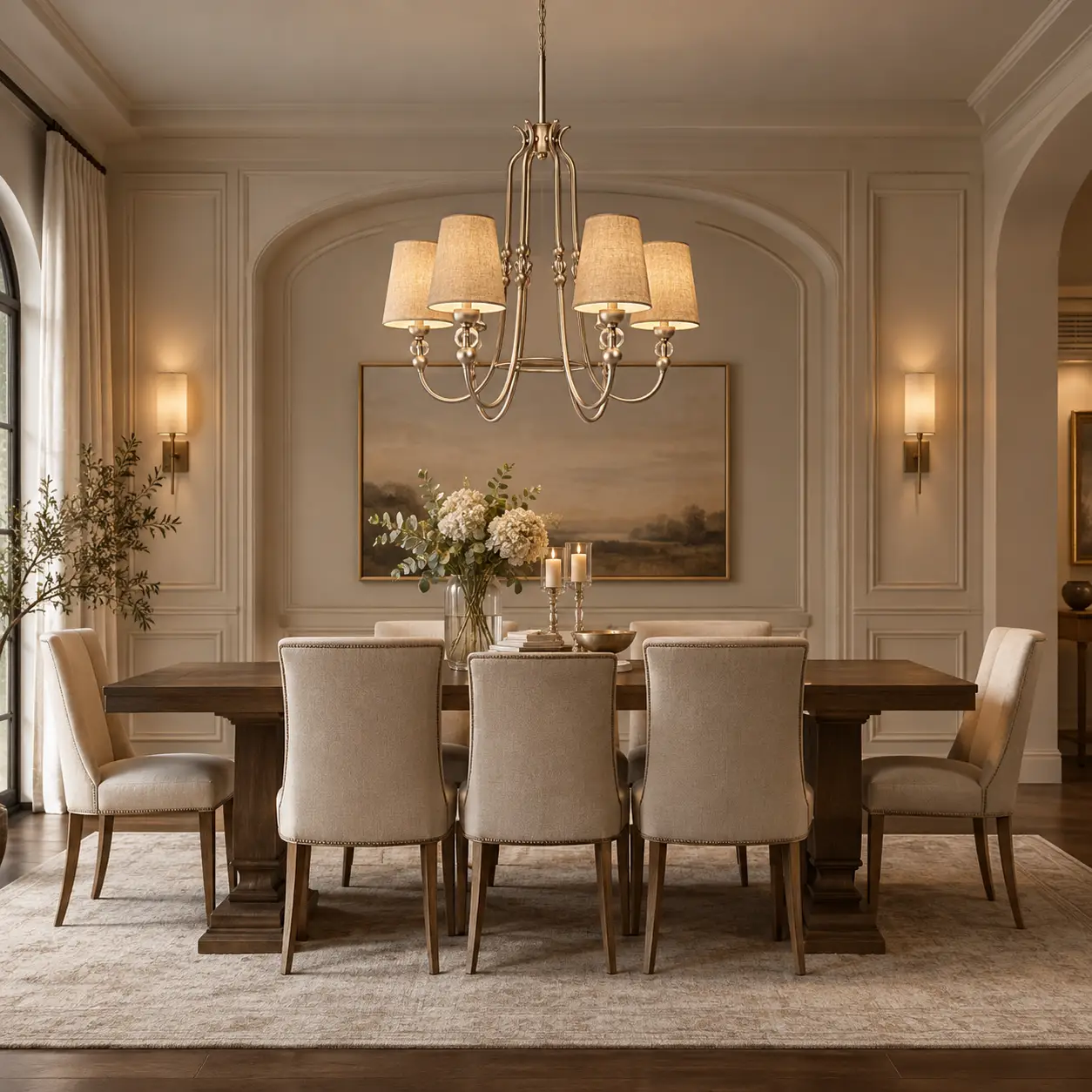 Champagne-Lustre-Elegance-Handcrafted-6-Light-Pendant-with-Fabric-Shades-Modern-French-Transitional-Dining-Salons Champagne-Lustre-Elegance-Handcrafted-6-Light-Pendant-with-Fabric-Shades-Modern-French-Transitional-Dining-Salons