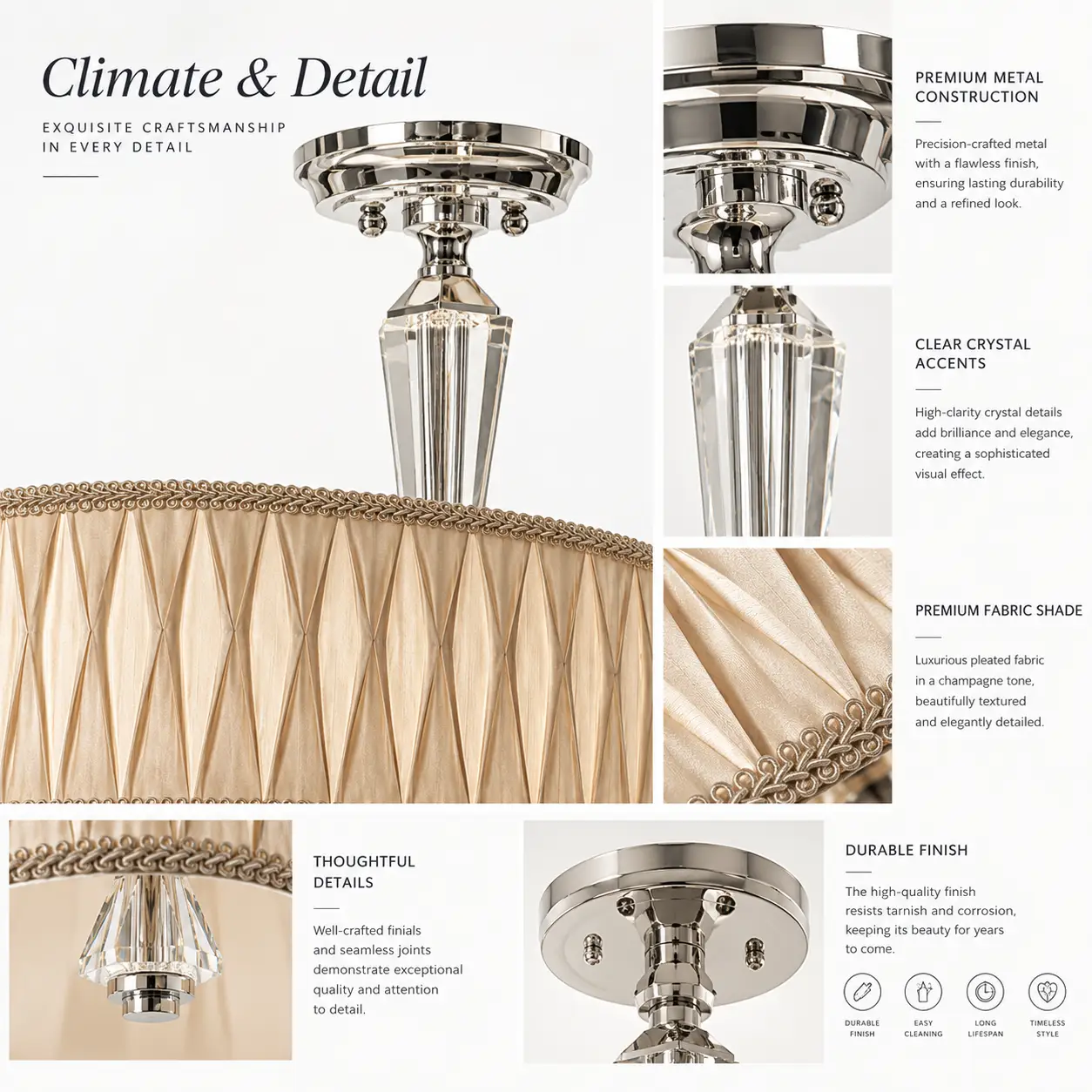 Champagne-Pleat-3-Light-Semi-Flush-Mount-Pendant-2 Champagne-Pleat-3-Light-Semi-Flush-Mount-Pendant-2