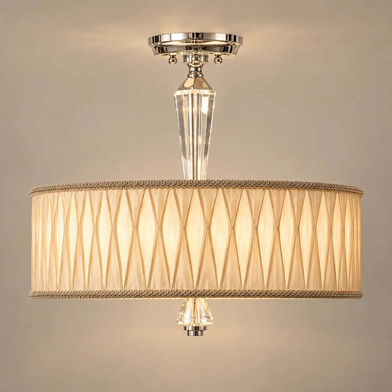 Champagne-Pleat-3-Light-Semi-Flush-Mount-Pendant-3 Champagne-Pleat-3-Light-Semi-Flush-Mount-Pendant-3