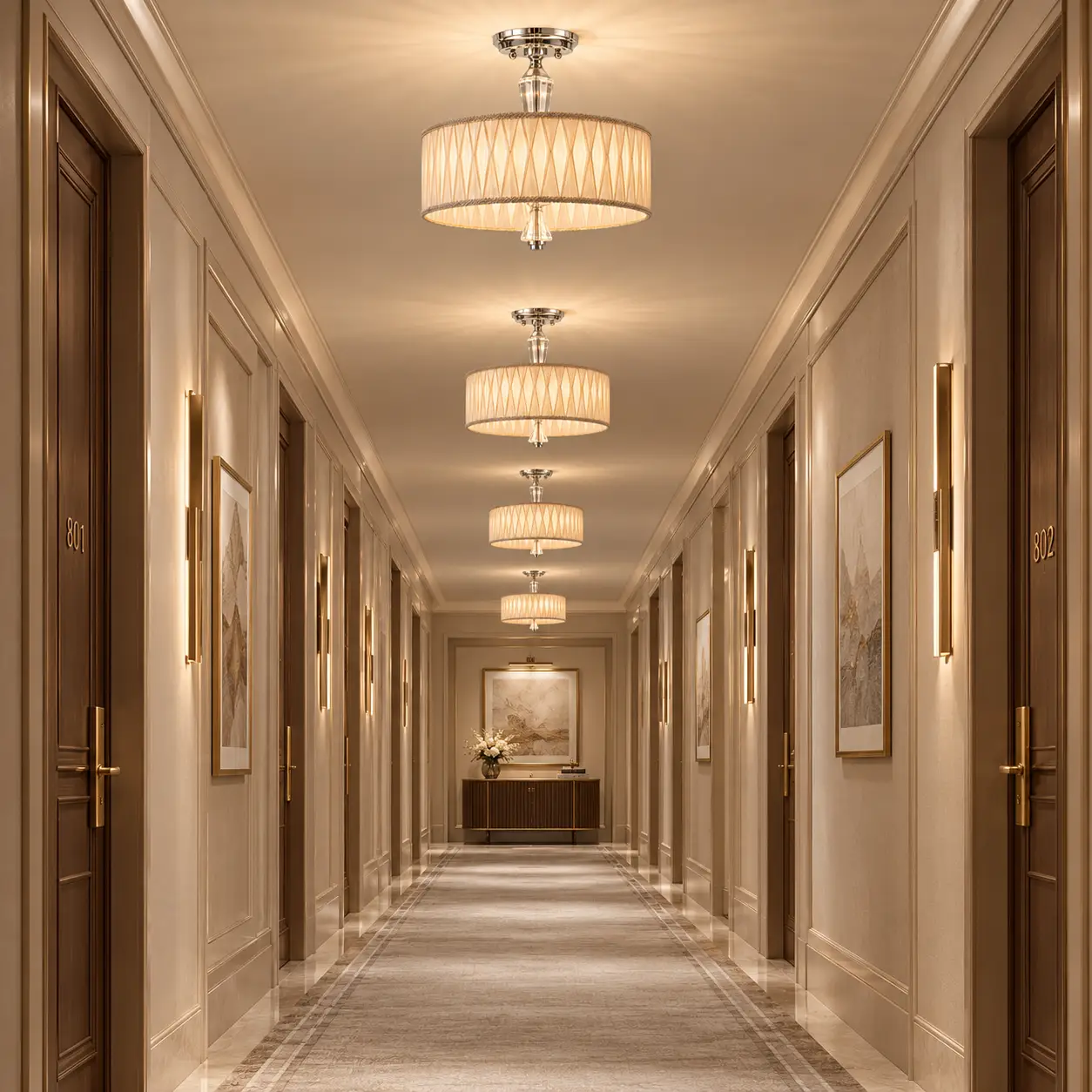 Champagne-Pleat-3-Light-Semi-Flush-Mount-Pendant-Boutique-Hotel-Hallway-Reception Champagne-Pleat-3-Light-Semi-Flush-Mount-Pendant-Boutique-Hotel-Hallway-Reception