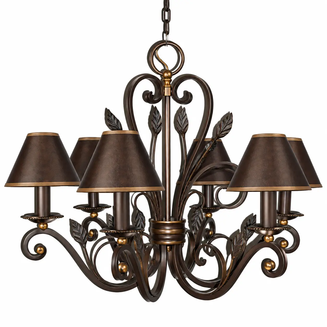 Classic-Leaf-Scroll-Handcrafted-Burnished-Bronze-6-Light-Chandelier-1 Classic-Leaf-Scroll-Handcrafted-Burnished-Bronze-6-Light-Chandelier-1