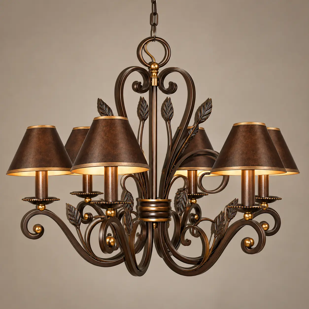 Classic-Leaf-Scroll-Handcrafted-Burnished-Bronze-6-Light-Chandelier-3 Classic-Leaf-Scroll-Handcrafted-Burnished-Bronze-6-Light-Chandelier-3