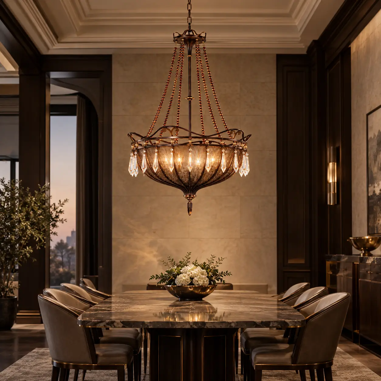 Estate Grandeur Chandelier in Modern Luxury Living Room