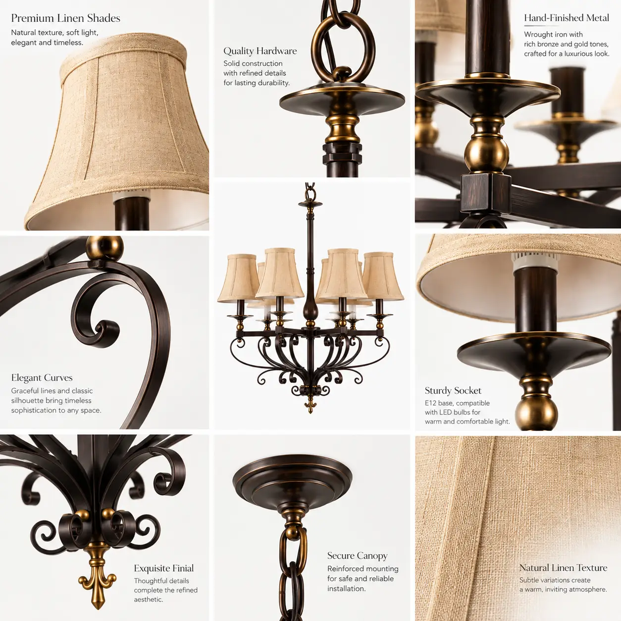 Estate-Manor-Elegant-Wrought-Iron-6-Light-Chandelier-2 Estate-Manor-Elegant-Wrought-Iron-6-Light-Chandelier-2