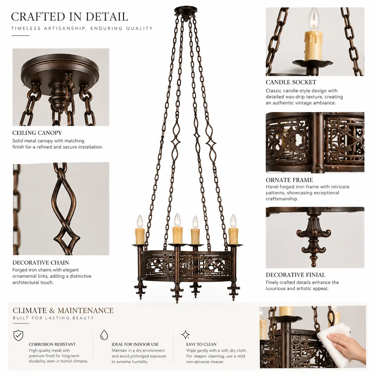 Feudal-Hall-Forged-Iron-Candelabra-4-Light-Pendant-2 Feudal-Hall-Forged-Iron-Candelabra-4-Light-Pendant-2