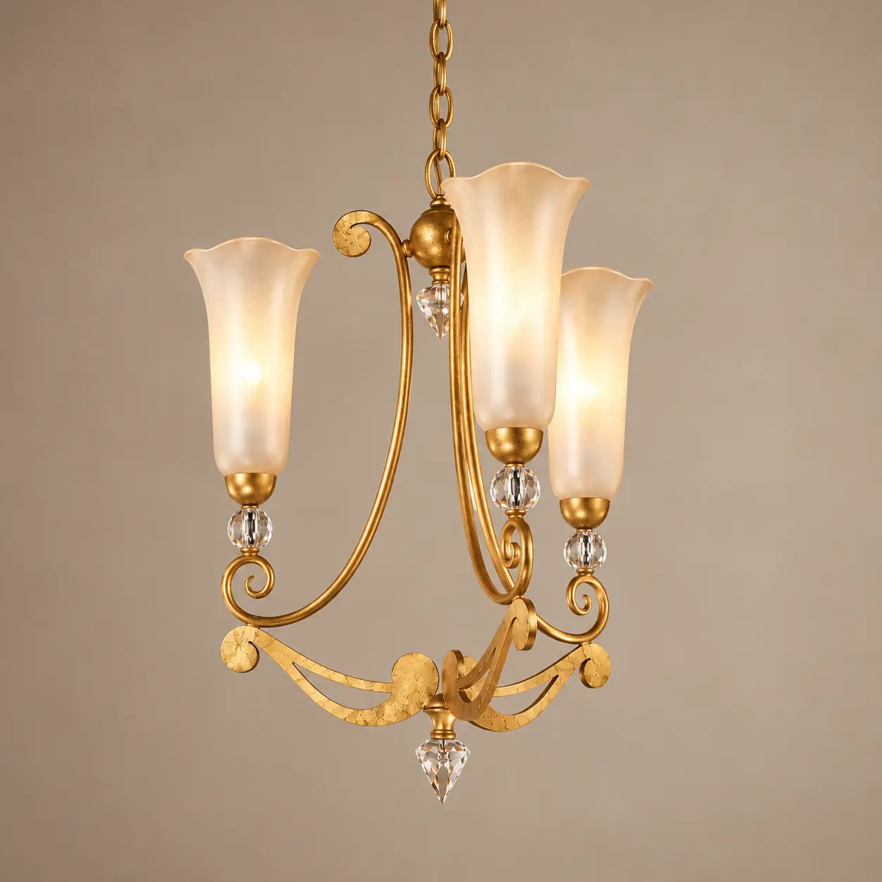Golden-Aurora-Handcrafted-3-Light-Metal-Chandelier-with-Frosted-Glass-Shades-3 Golden-Aurora-Handcrafted-3-Light-Metal-Chandelier-with-Frosted-Glass-Shades-3