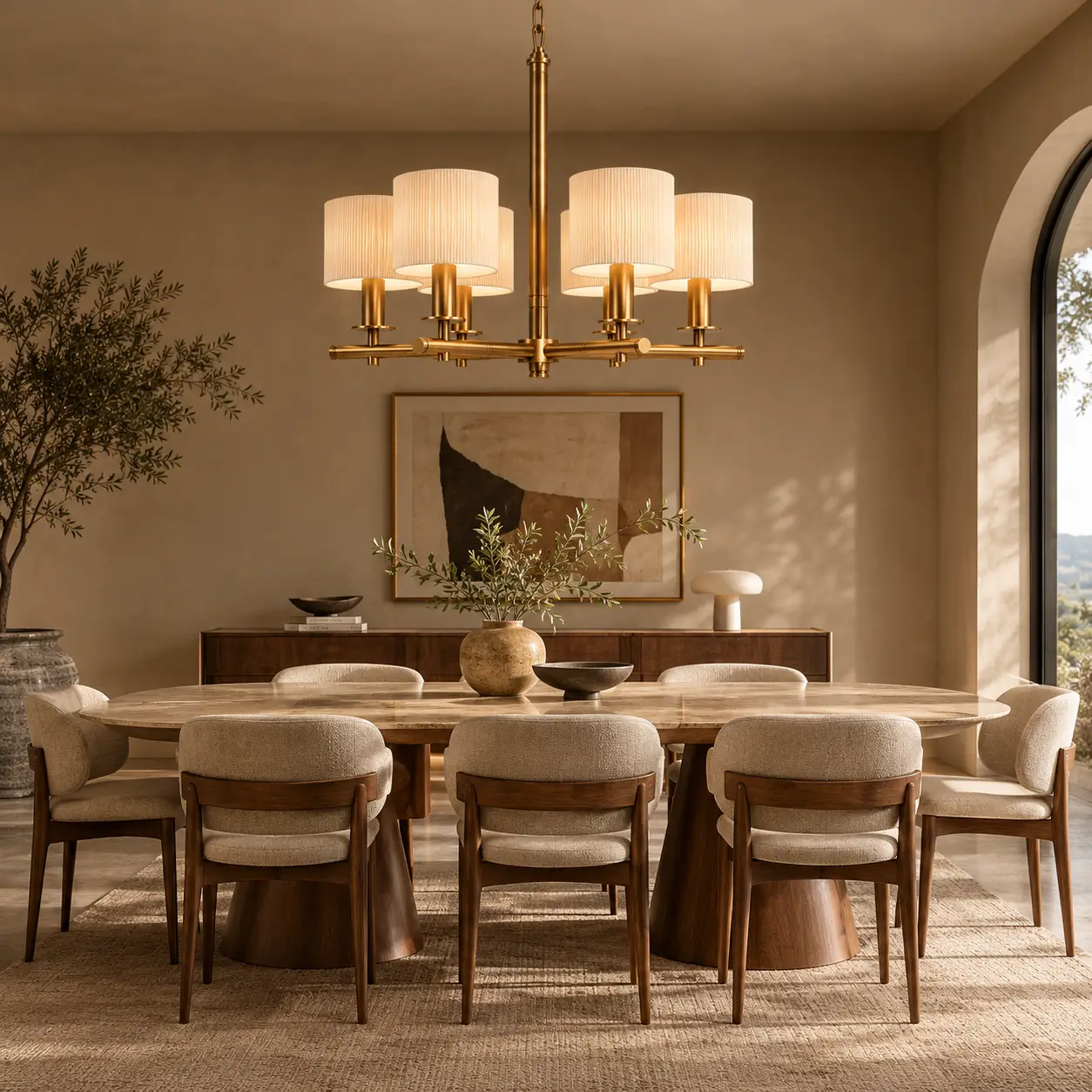 Harmonic Bloom Spoke Pendant in Mid-Century Dining Setting